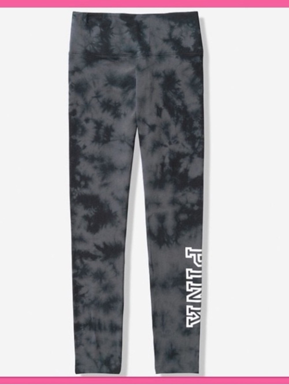 PINK Victoria's Secret Gray and Black Tie-Dye Yoga Leggings